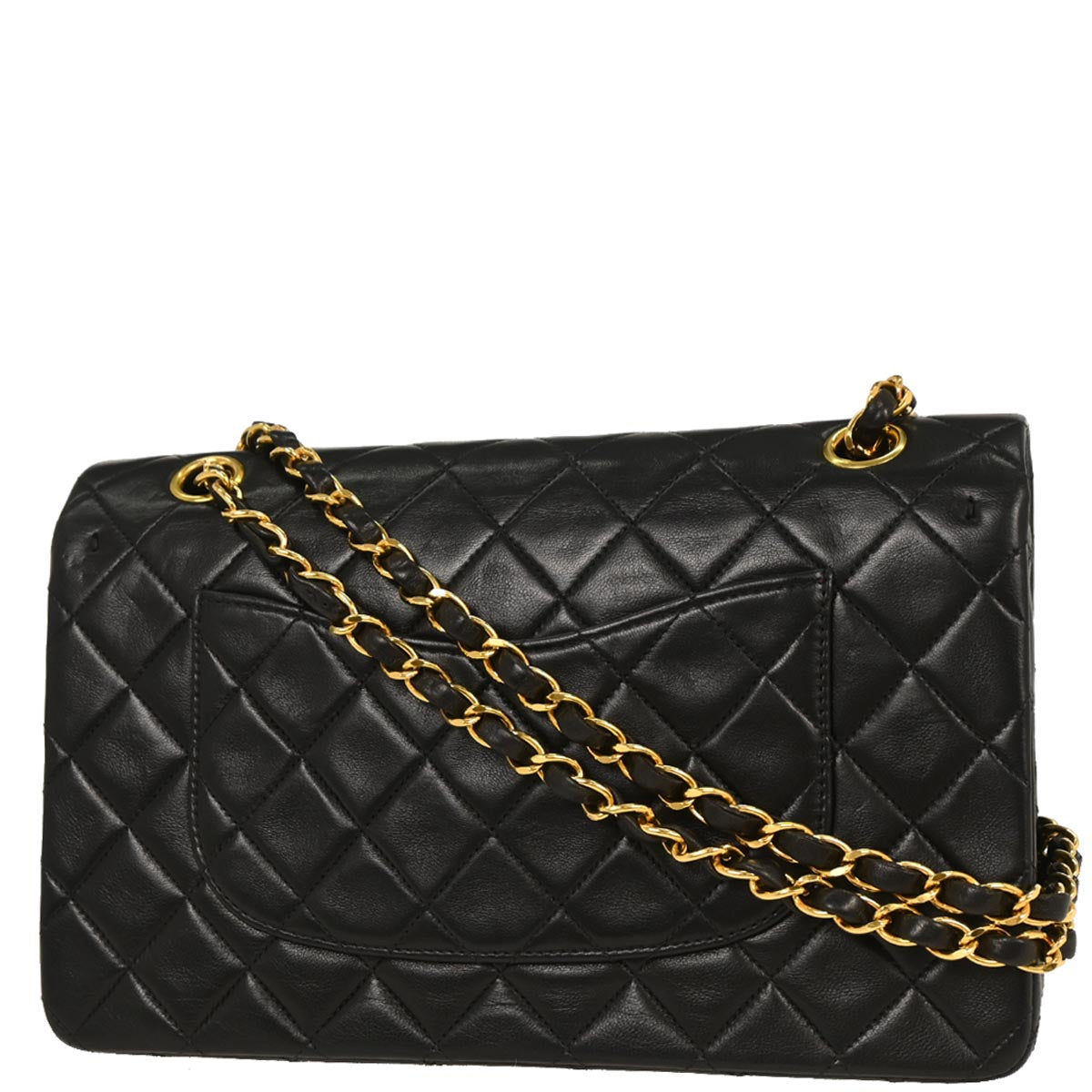 Chanel 1996-1997 Black Lambskin Medium Classic Double Flap Shoulder Bag