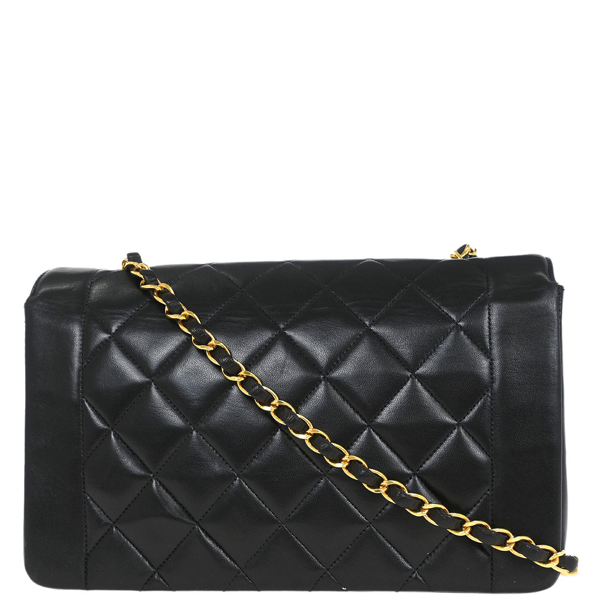 Chanel 1994-1996 Black Lambskin Medium Diana Shoulder Bag