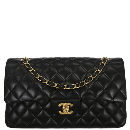 Chanel 2006-2008 Black Lambskin Medium Classic Double Flap Shoulder Bag