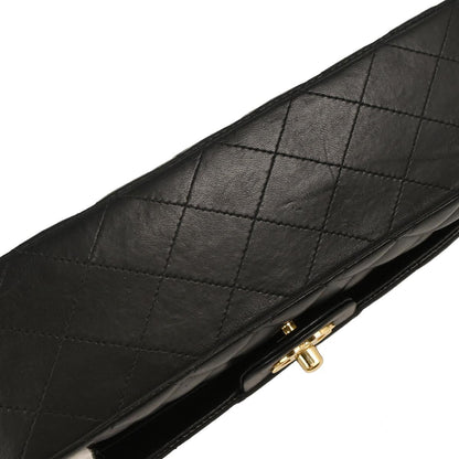 Chanel 2006-2008 Black Lambskin Medium Classic Double Flap Shoulder Bag