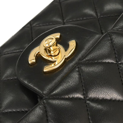 Chanel 2006-2008 Black Lambskin Medium Classic Double Flap Shoulder Bag