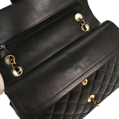 Chanel 2006-2008 Black Lambskin Medium Classic Double Flap Shoulder Bag