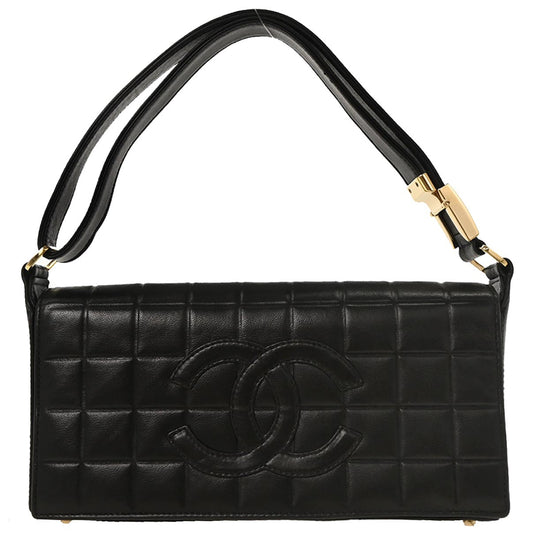 Chanel 2000-2001 Black Lambskin Choco Bar Shoulder Bag
