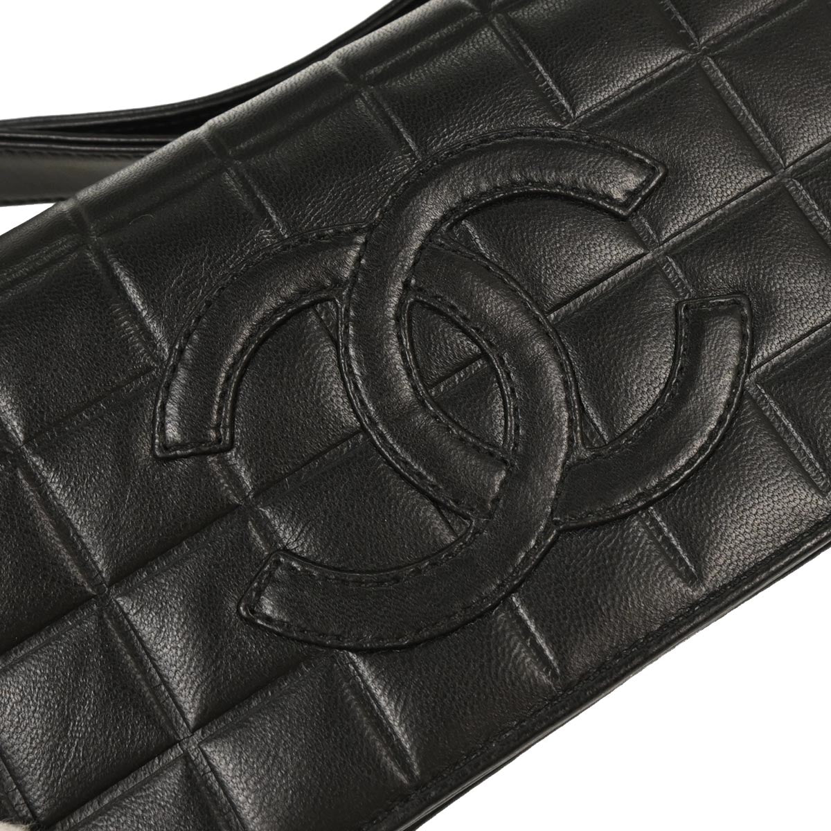 Chanel 2000-2001 Black Lambskin Choco Bar Shoulder Bag