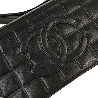 Chanel 2000-2001 Black Lambskin Choco Bar Shoulder Bag