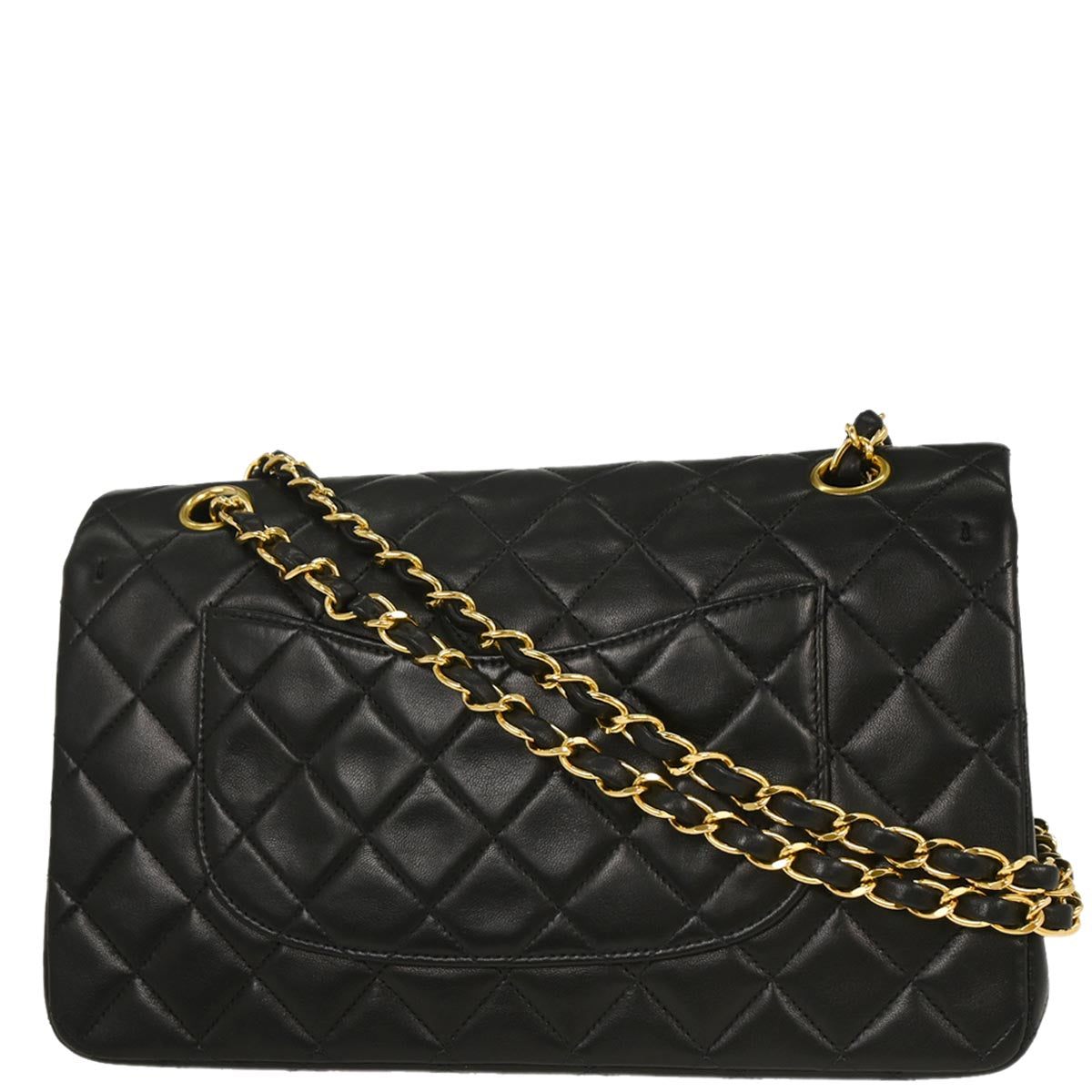 Chanel 1996-1997 Black Lambskin Medium Classic Double Flap Shoulder Bag