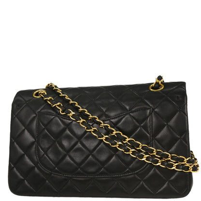 Chanel 1996-1997 Black Lambskin Medium Classic Double Flap Shoulder Bag
