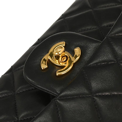 Chanel 1996-1997 Black Lambskin Medium Classic Double Flap Shoulder Bag