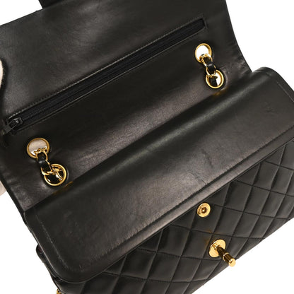 Chanel 1996-1997 Black Lambskin Medium Classic Double Flap Shoulder Bag