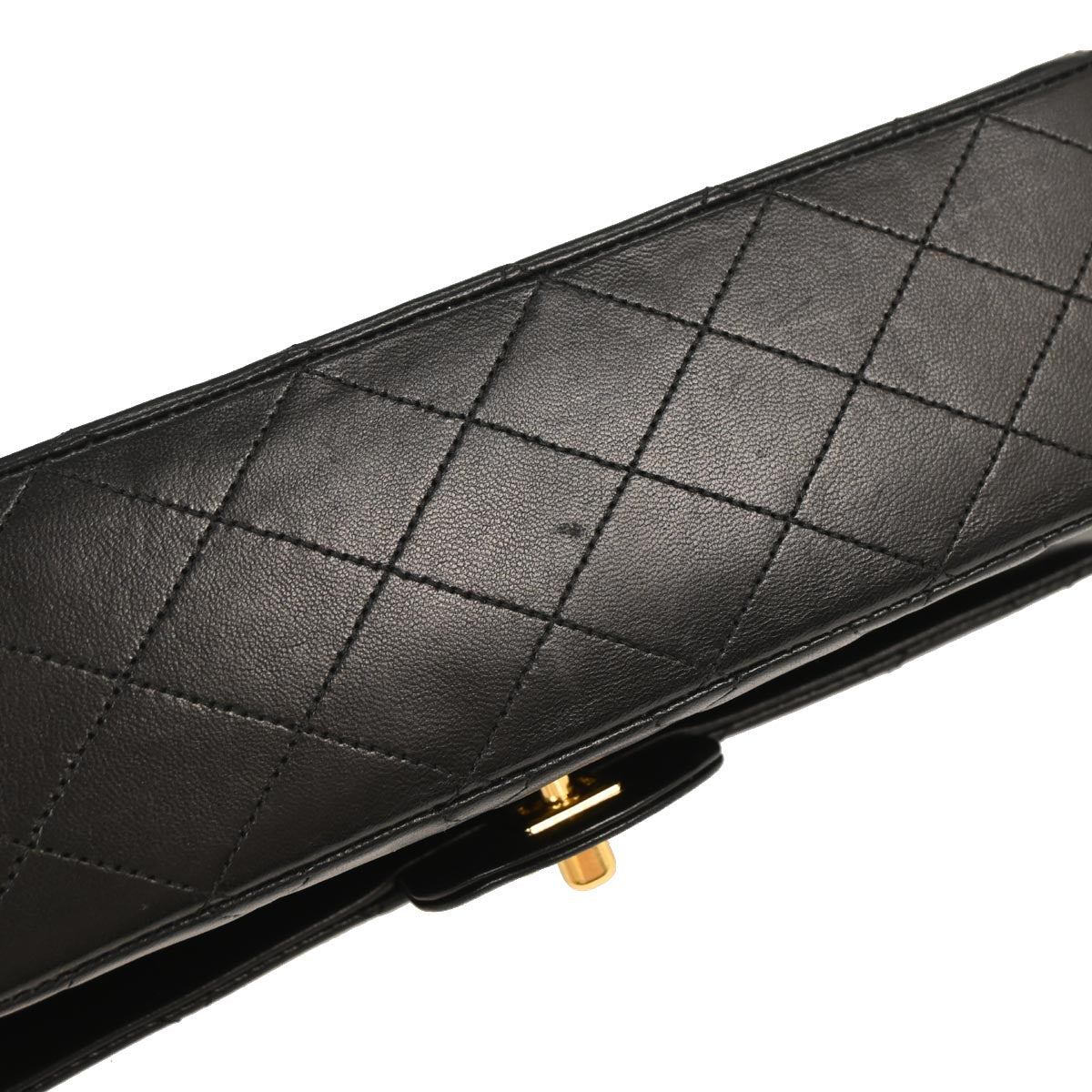 Chanel 1989-1991 Black Lambskin Medium Classic Double Flap Shoulder Bag