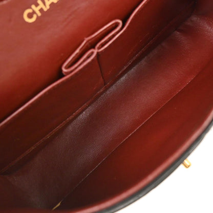 Chanel 1989-1991 Black Lambskin Medium Classic Double Flap Shoulder Bag