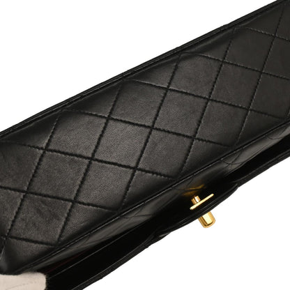 Chanel 1989-1991 Black Lambskin Medium Classic Double Flap Shoulder Bag