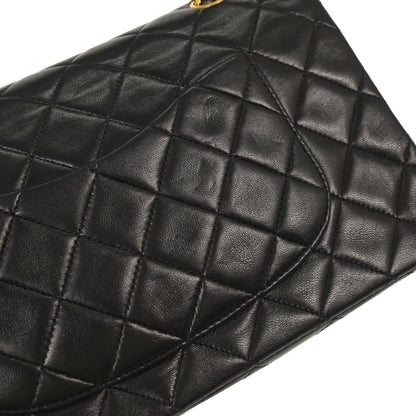 Chanel 1989-1991 Black Lambskin Medium Classic Double Flap Shoulder Bag