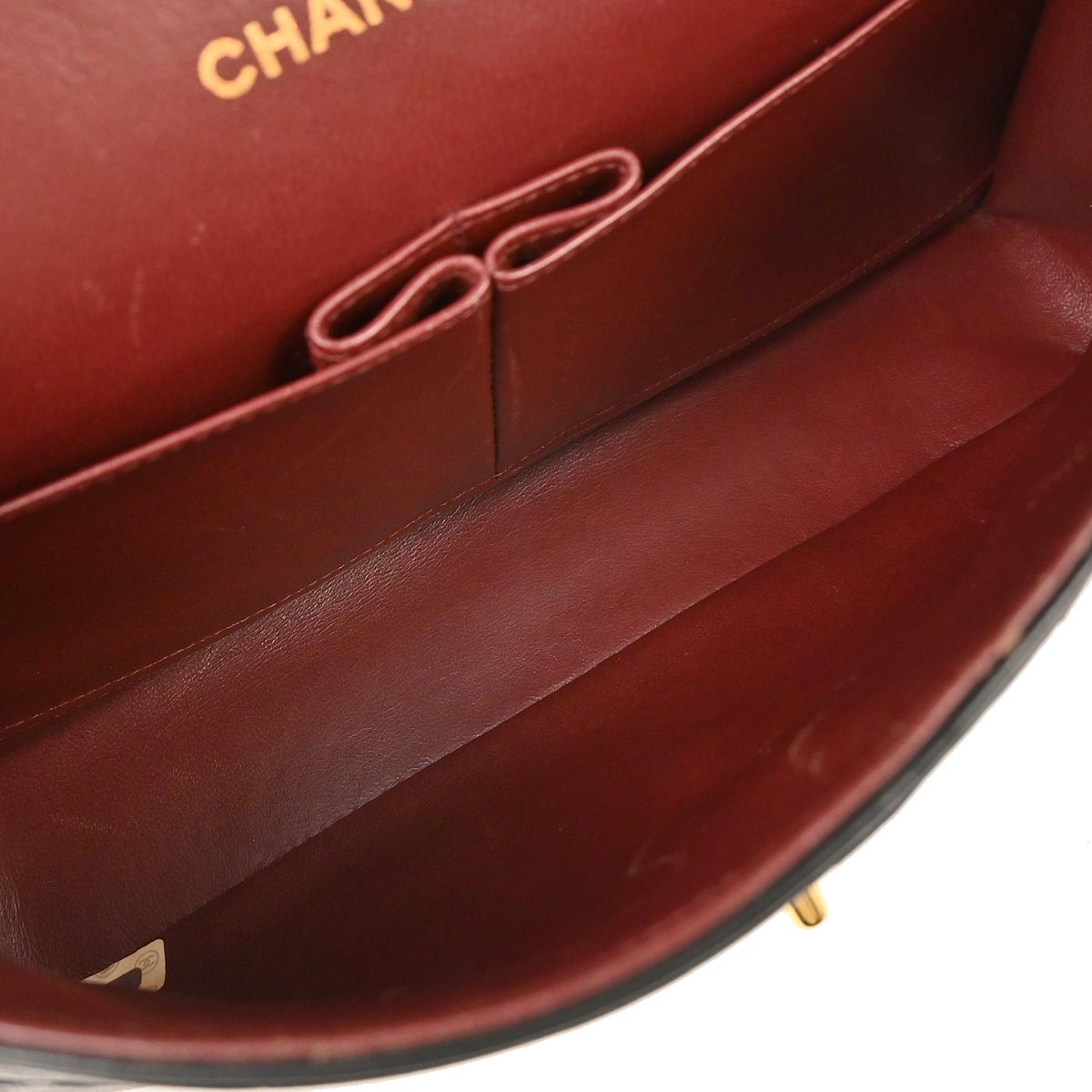 Chanel 1989-1991 Black Lambskin Medium Classic Double Flap Shoulder Bag