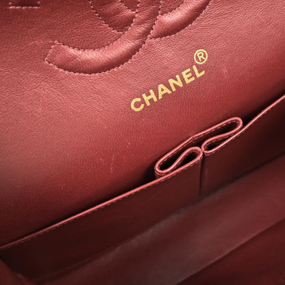 Chanel 1989-1991 Black Lambskin Medium Classic Double Flap Shoulder Bag