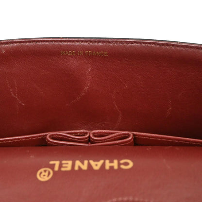 Chanel 1989-1991 Black Lambskin Medium Classic Double Flap Shoulder Bag