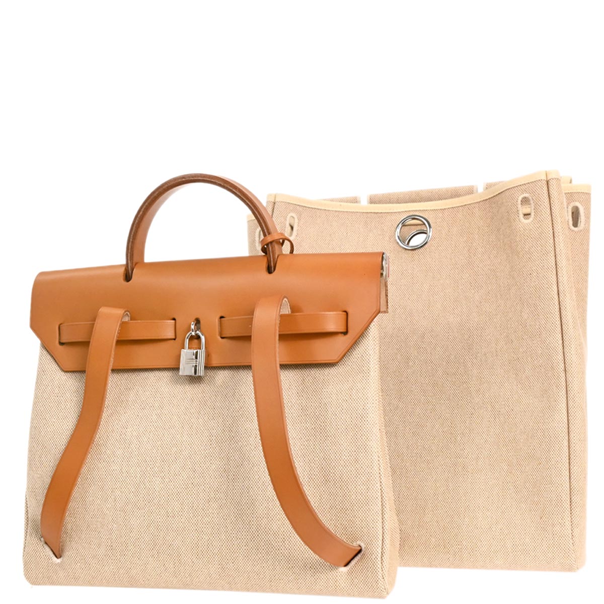 Hermes Beige Toile H Herbag a Dos 2 in 1 Backpack