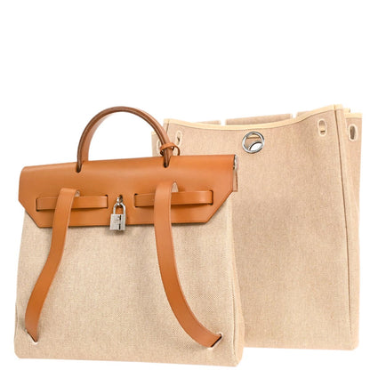 Hermes Beige Toile H Herbag a Dos 2 in 1 Backpack
