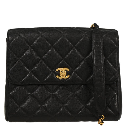 Chanel 1996-1997 Black Caviar Shoulder Bag