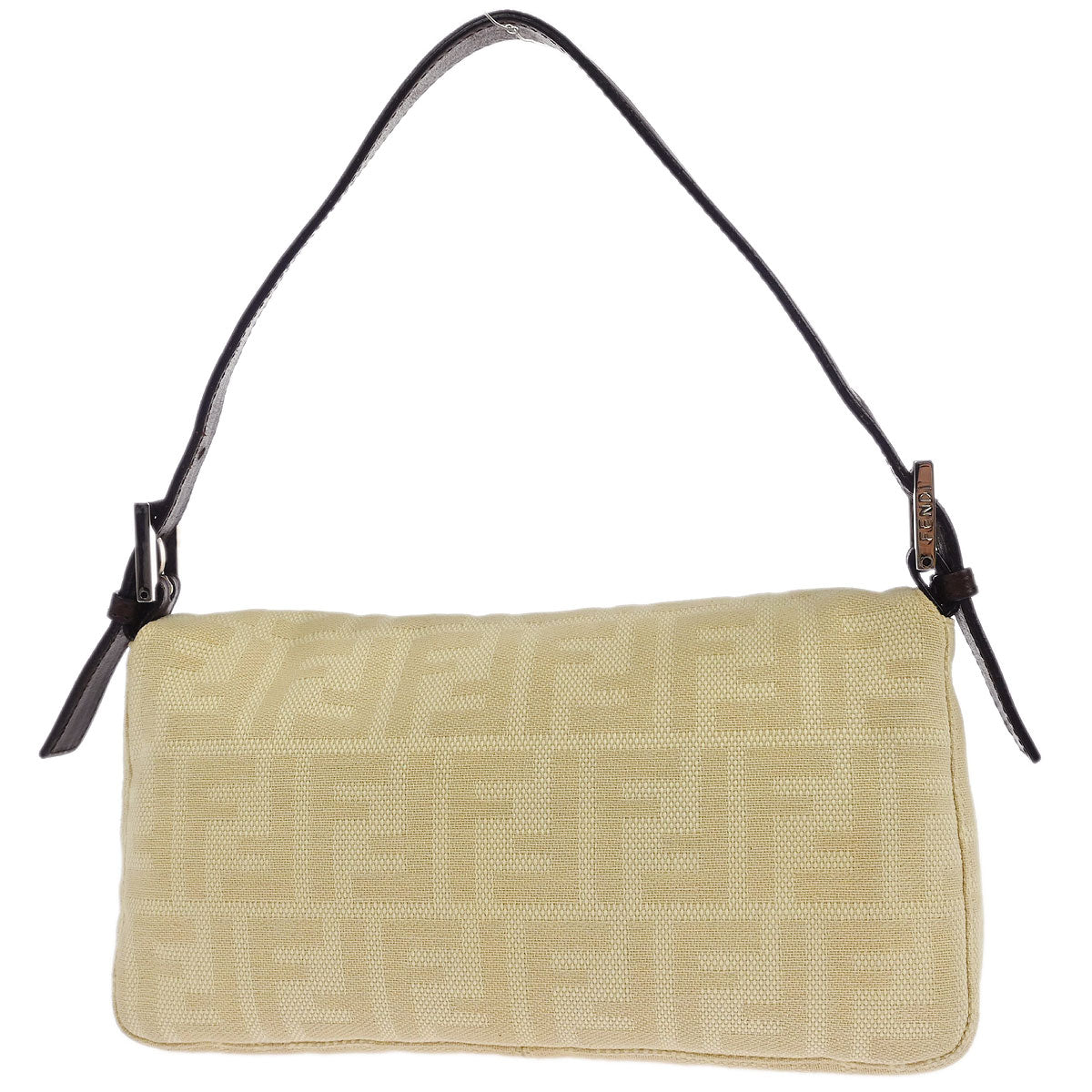 Fendi Beige Linen Zucca Baguette Handbag