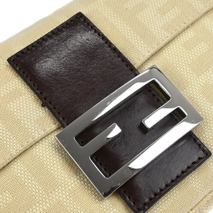 Fendi Beige Linen Zucca Baguette Handbag