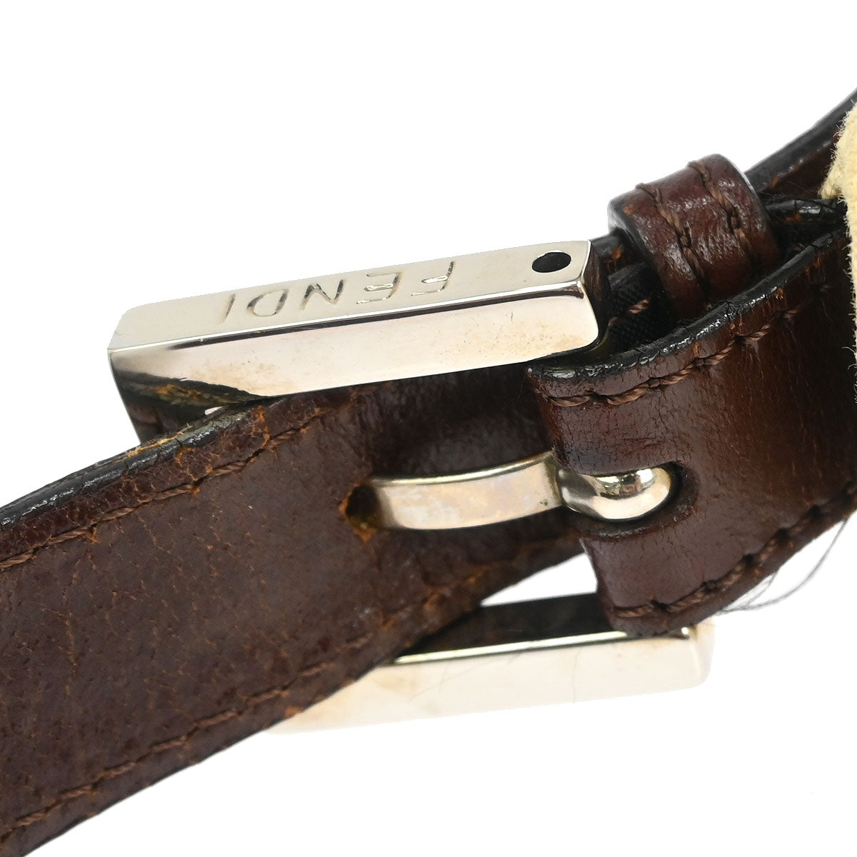 Fendi Beige Linen Zucca Baguette Handbag