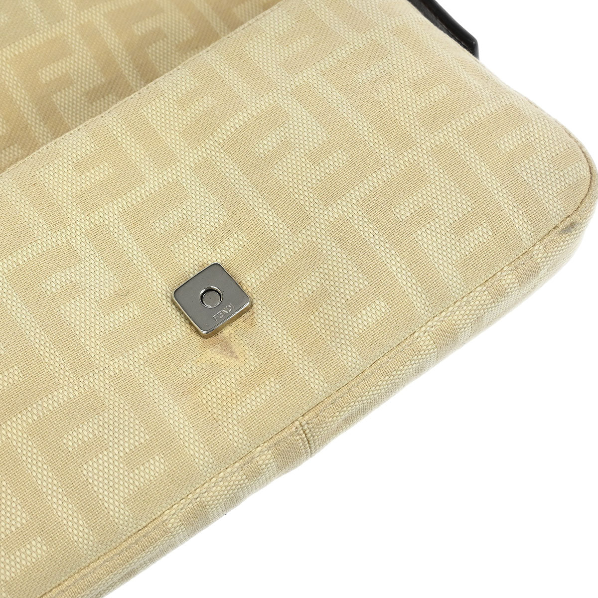 Fendi Beige Linen Zucca Baguette Handbag
