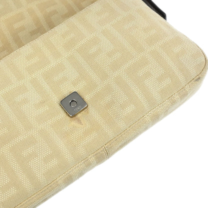 Fendi Beige Linen Zucca Baguette Handbag