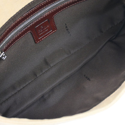 Fendi Beige Linen Zucca Baguette Handbag