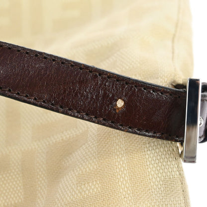 Fendi Beige Linen Zucca Baguette Handbag