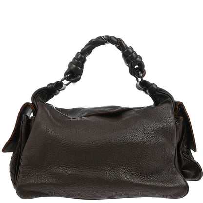 Bottega Veneta Brown Leather Intrecciato Cocker Handbag