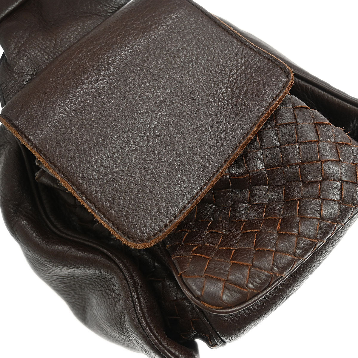 Bottega Veneta Brown Leather Intrecciato Cocker Handbag