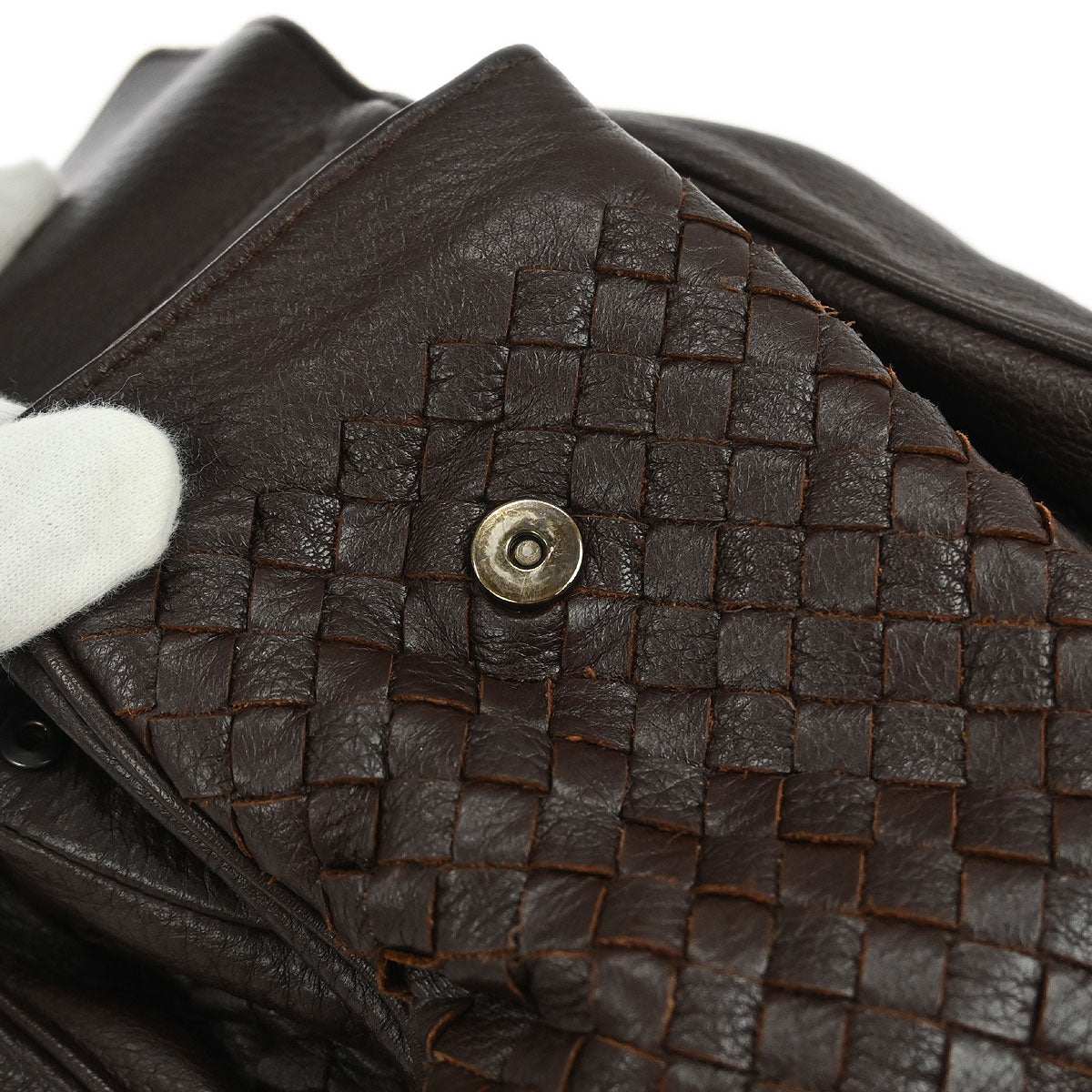 Bottega Veneta Brown Leather Intrecciato Cocker Handbag