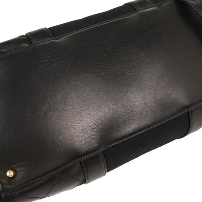 Chanel 1989-1991 Black Canvas Lambskin Bicolore 2way Shoulder Duffle Handbag