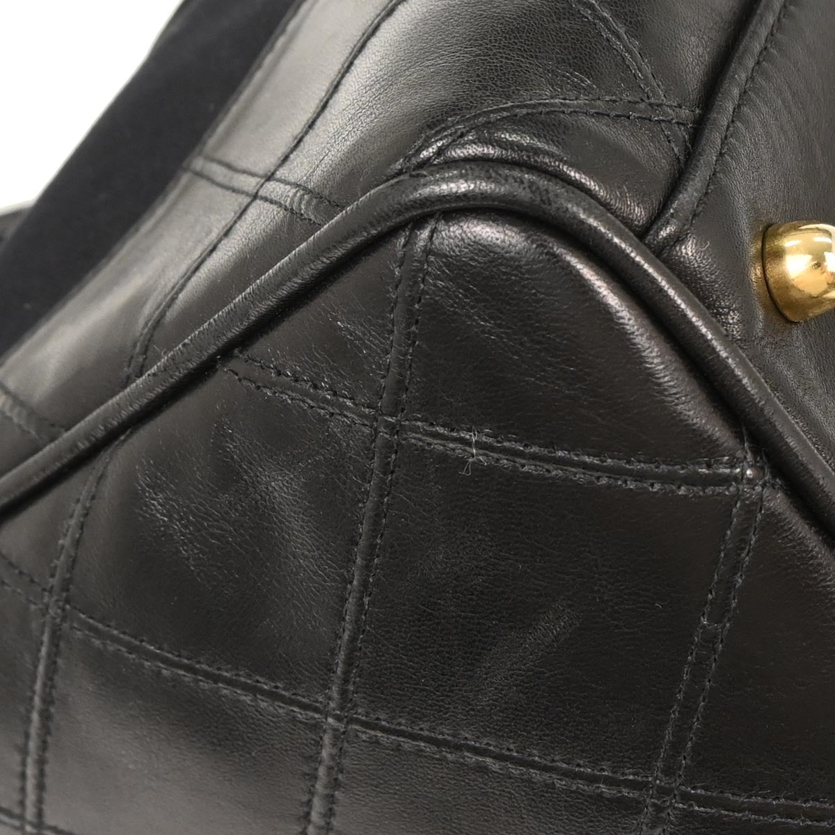 Chanel 1989-1991 Black Canvas Lambskin Bicolore 2way Shoulder Duffle Handbag