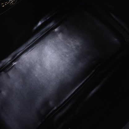 Chanel 1989-1991 Black Canvas Lambskin Bicolore 2way Shoulder Duffle Handbag