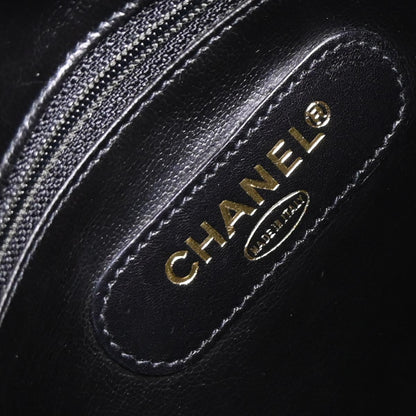 Chanel 1989-1991 Black Canvas Lambskin Bicolore 2way Shoulder Duffle Handbag