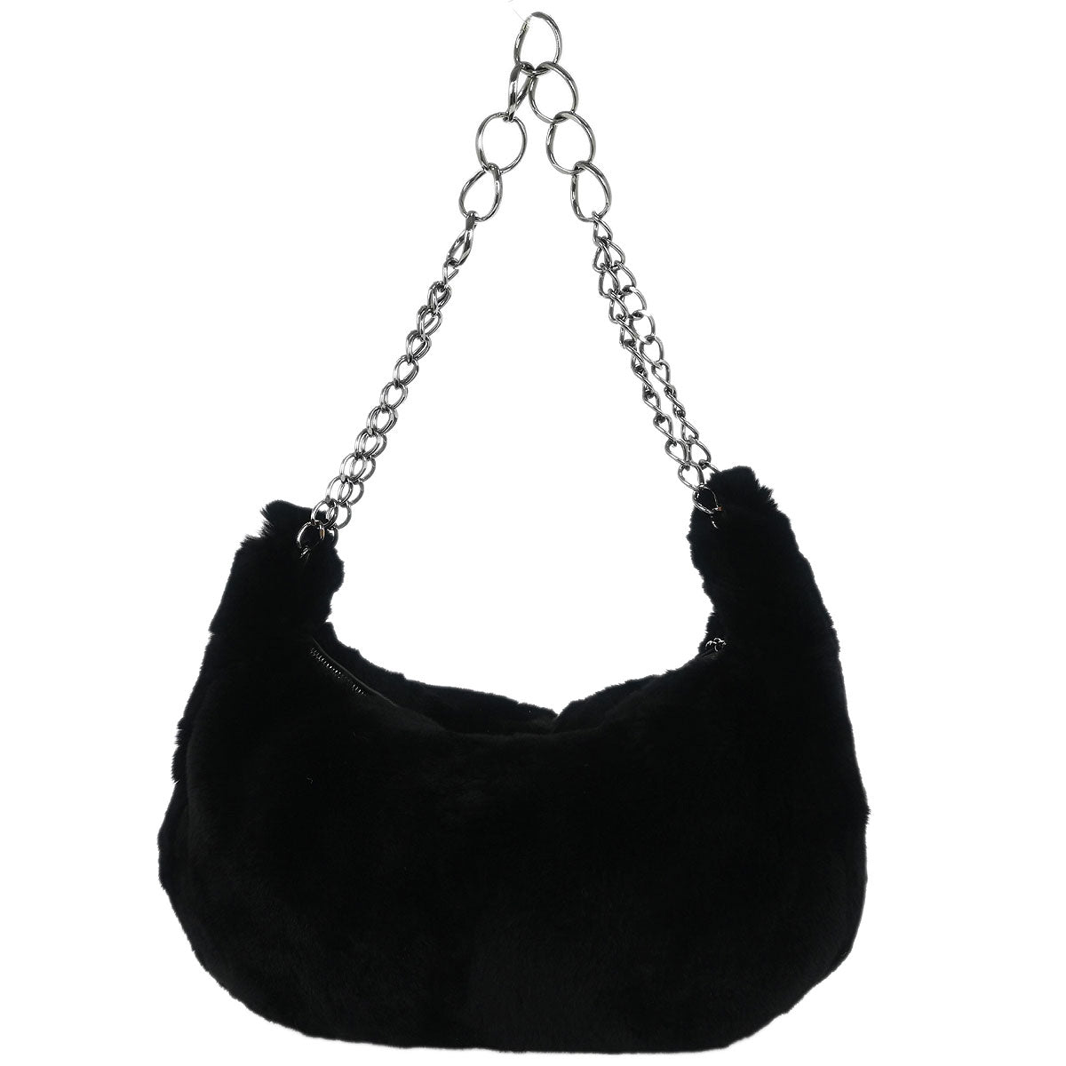 Chanel * 2001-2003 Black Lapin Fur Chain Hobo Handbag
