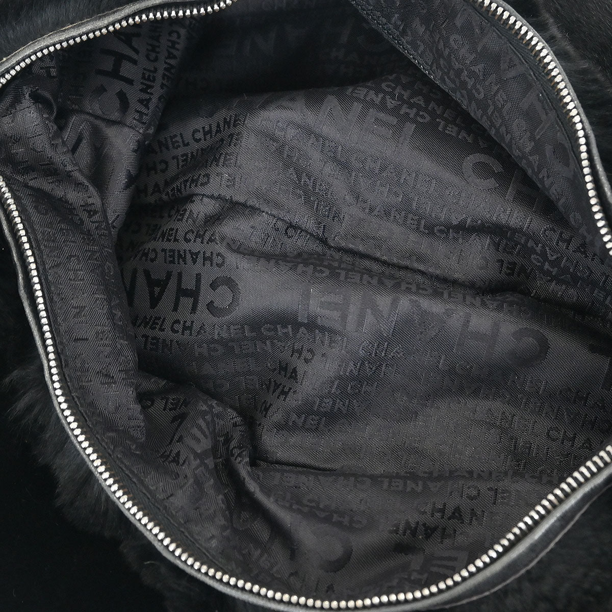 Chanel * 2001-2003 Black Lapin Fur Chain Hobo Handbag