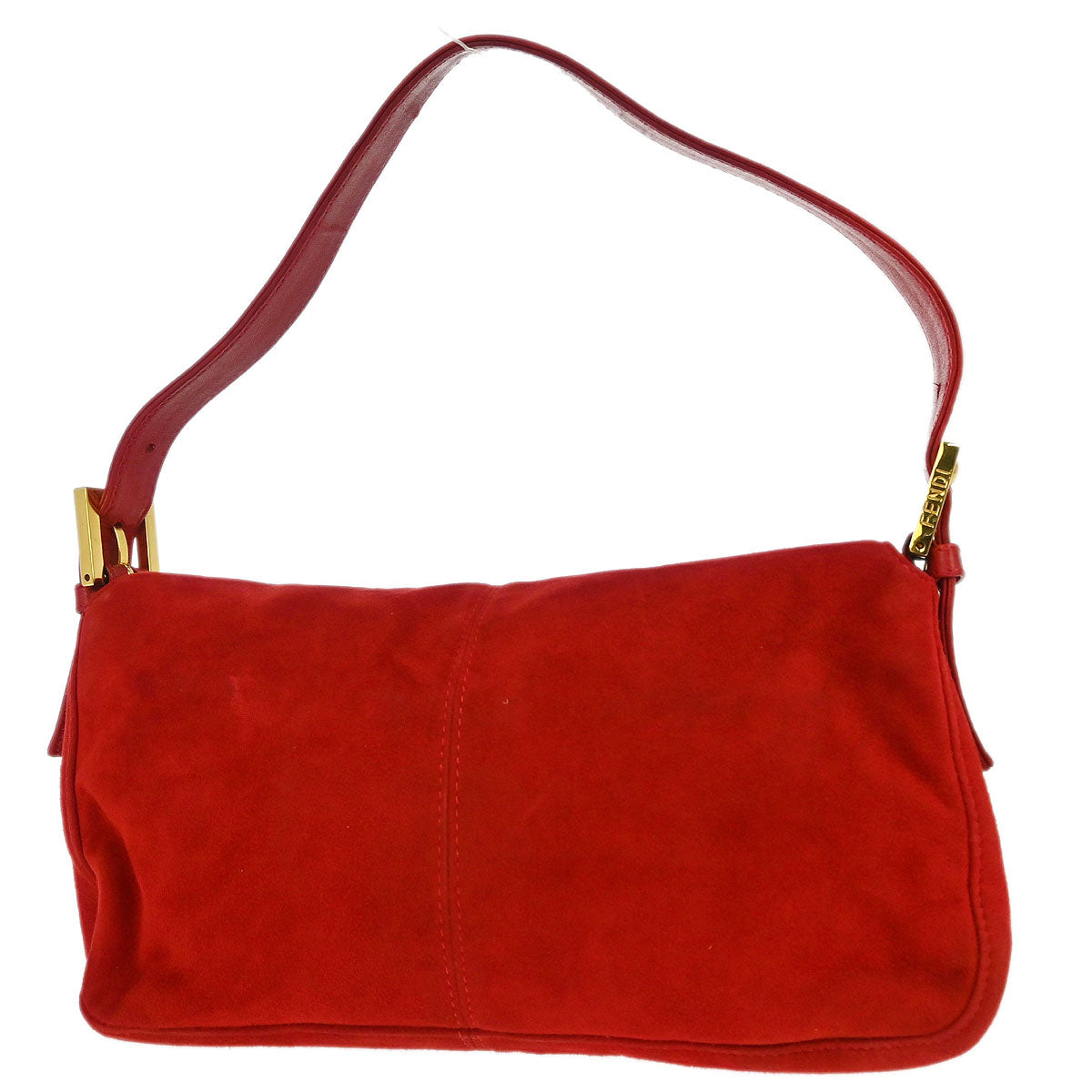 Fendi Red Suede Baguette Handbag