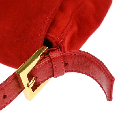 Fendi Red Suede Baguette Handbag