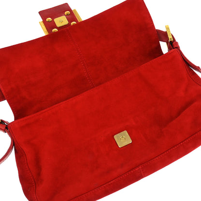 Fendi Red Suede Baguette Handbag