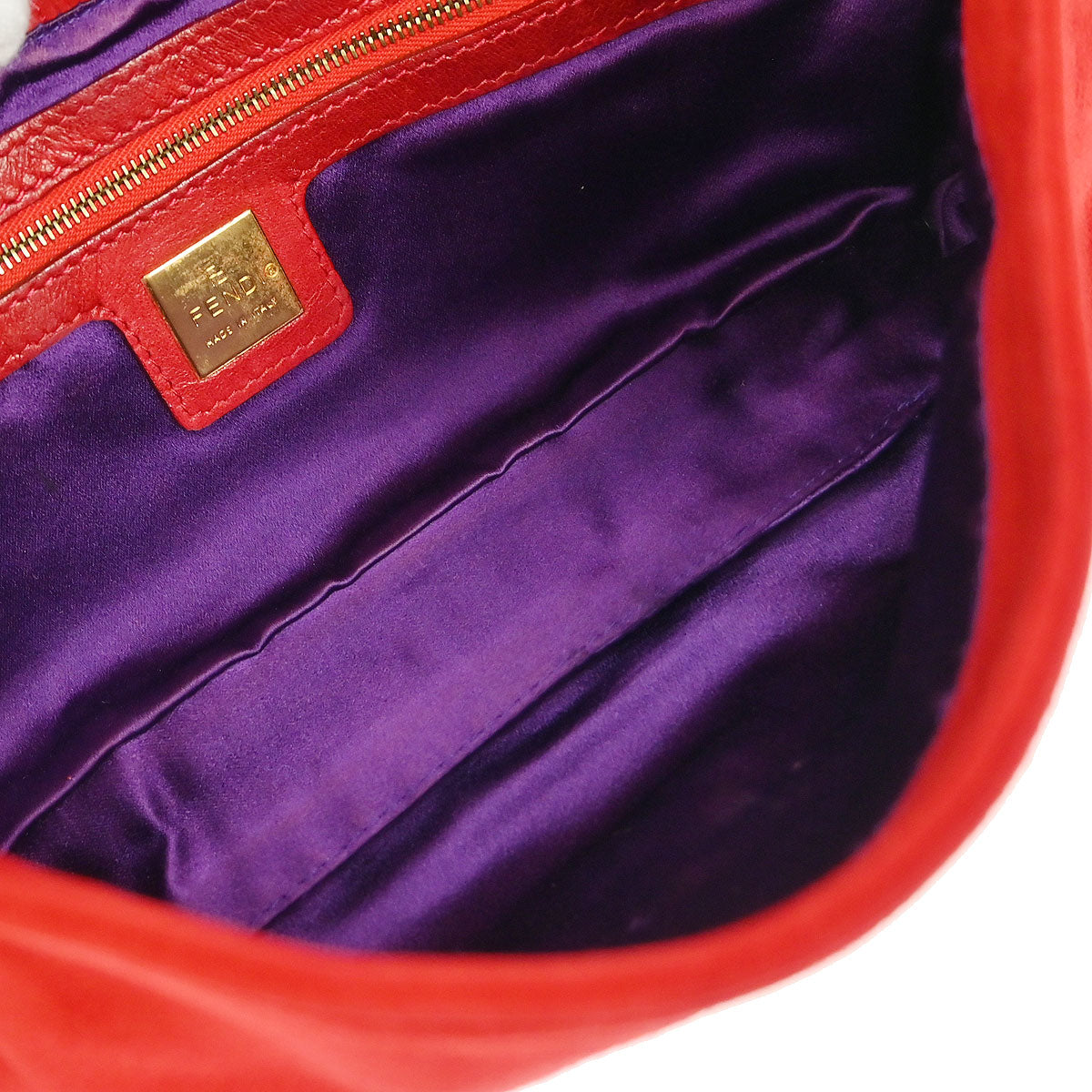 Fendi Red Suede Baguette Handbag
