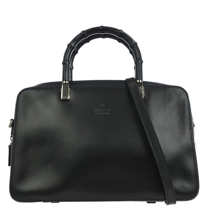 Gucci Black Leather Bamboo 2way Shoulder Handbag