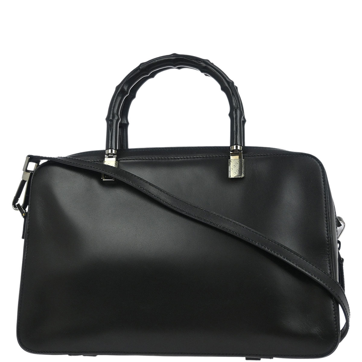 Gucci Black Leather Bamboo 2way Shoulder Handbag