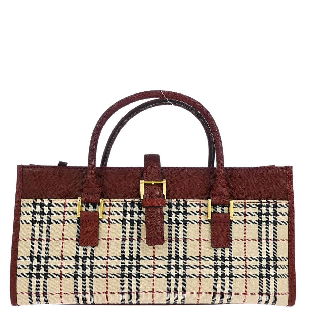 Burberry Beige Canvas Burberry Check Handbag