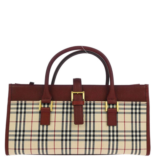 Burberry Beige Canvas Burberry Check Handbag