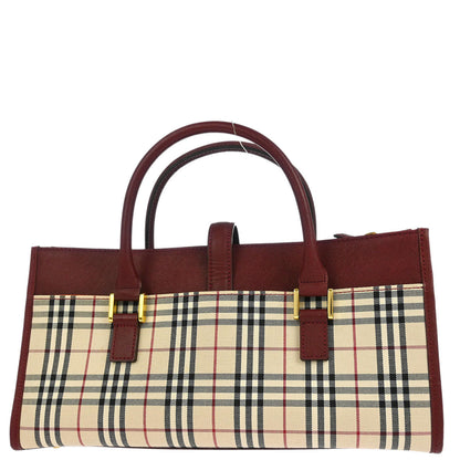 Burberry Beige Canvas Burberry Check Handbag