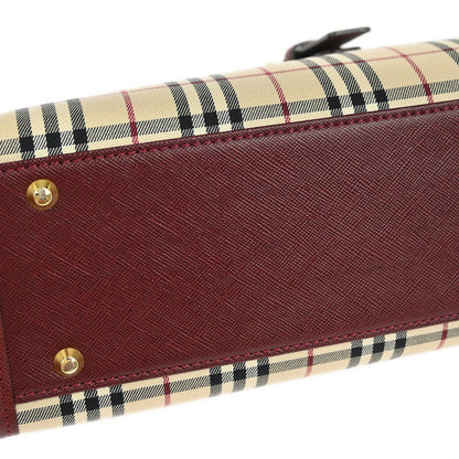 Burberry Beige Canvas Burberry Check Handbag