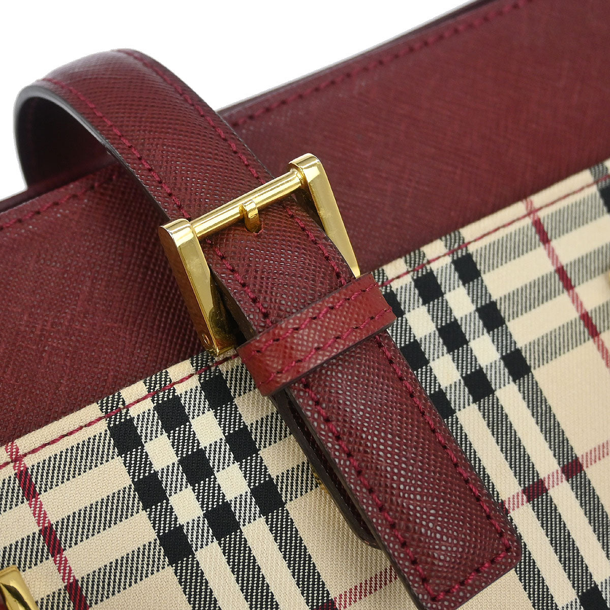 Burberry Beige Canvas Burberry Check Handbag